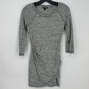 3/$25 Express Bodycon Mini Dress S Faux Wrap Marled Gray